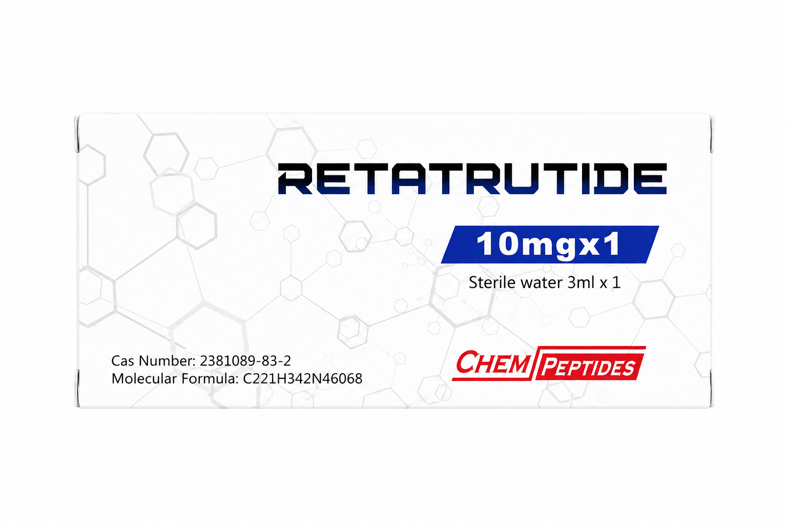 Retatrutide 10mg research peptide box packaging — Chempeptides